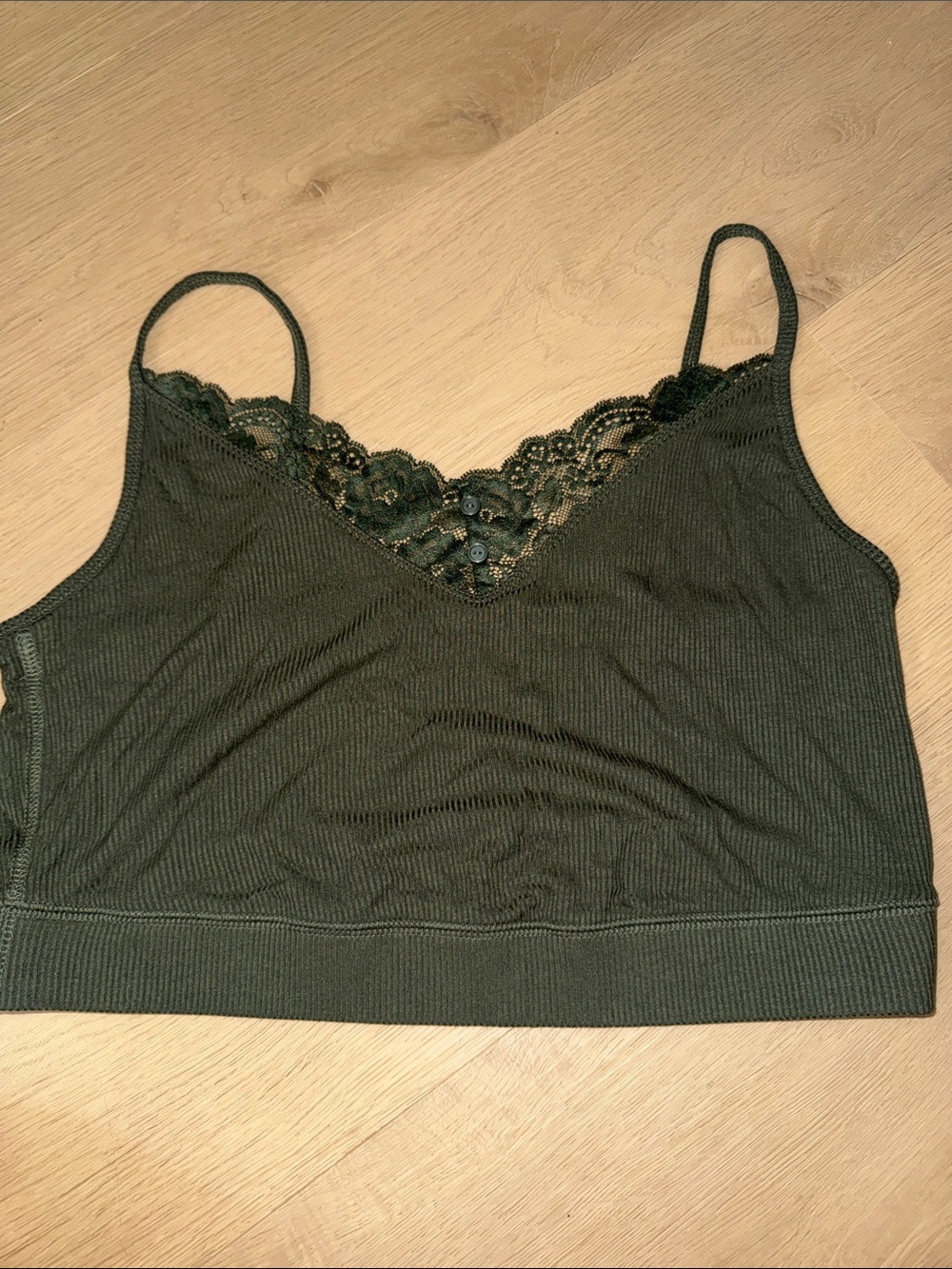 Torrid Lace-Trim Camisole Bralette in Dark Green size 0